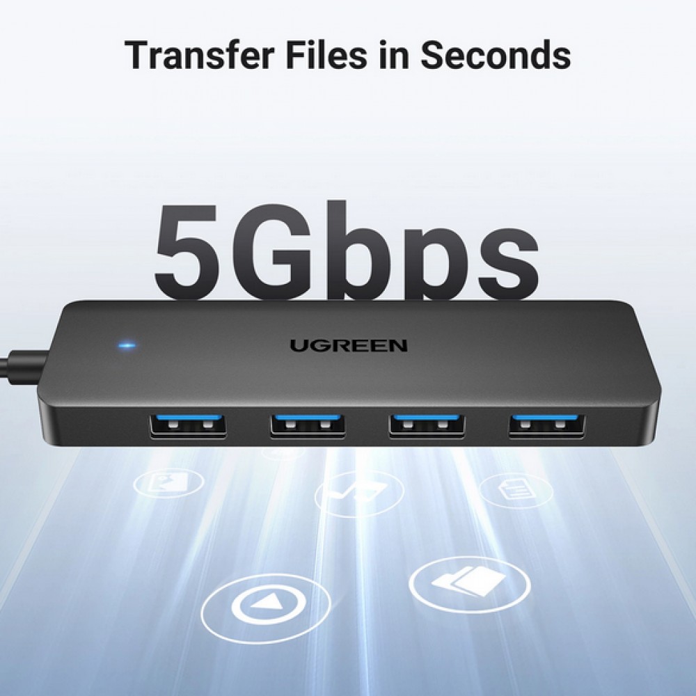 Ugreen Hub USB-A à 4 ports Multiport Highspeed 5Gbps extra plat 4x USB-A 3.0 plug and play - Noir