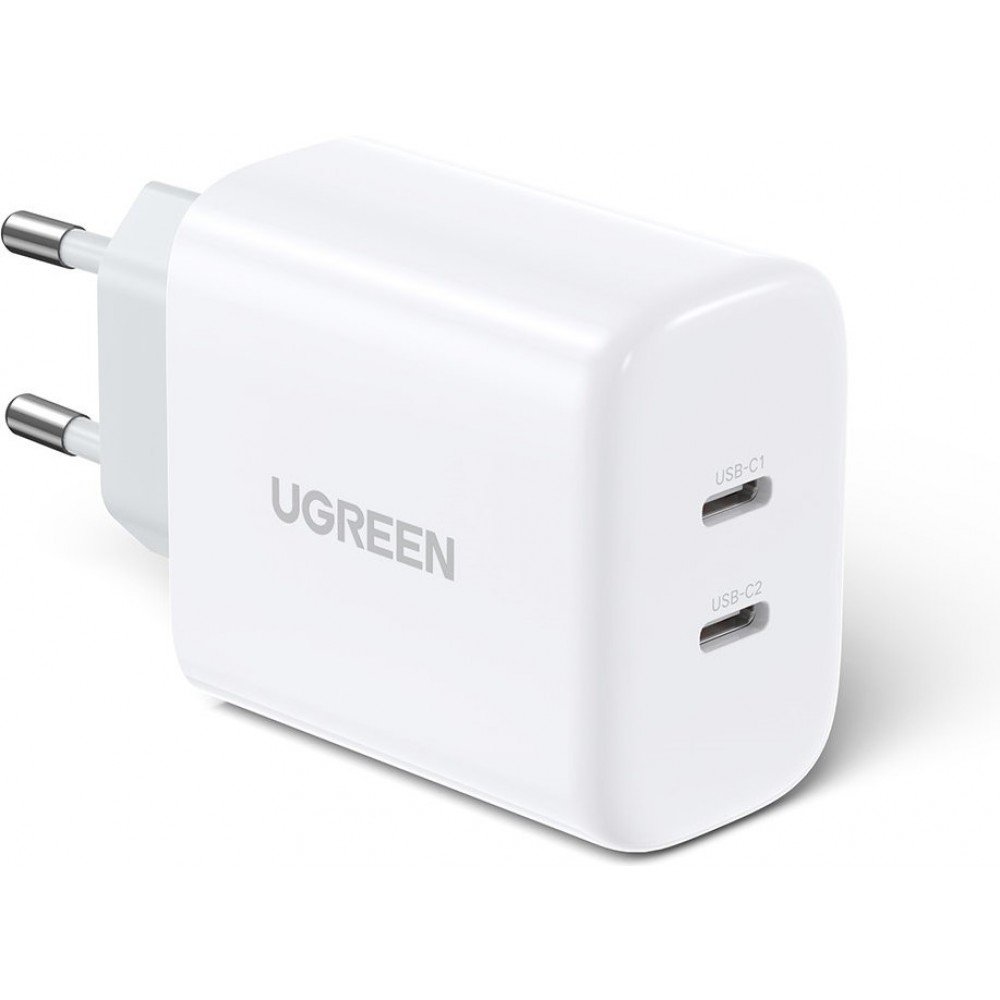 Ugreen Doppel USB-C Ladestecker 40W mit 2x Anschlüssen Power Delivery Fast Charging - Weiss