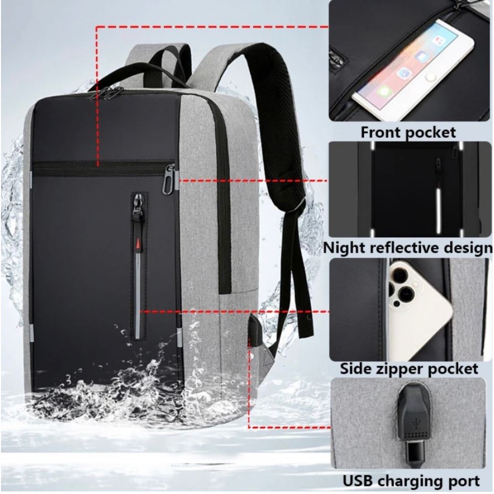 Universal Travel Urban Backpack waterproof - Transport Rucksack für Notebook 15.6 Zoll (MacBook, HP, Acer) - Grau