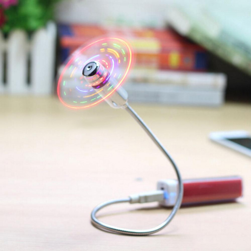 Ventilateur flexible avec connexion USB-A - Ventilateur de refroidissement avec jeu de lumières LED intégrée