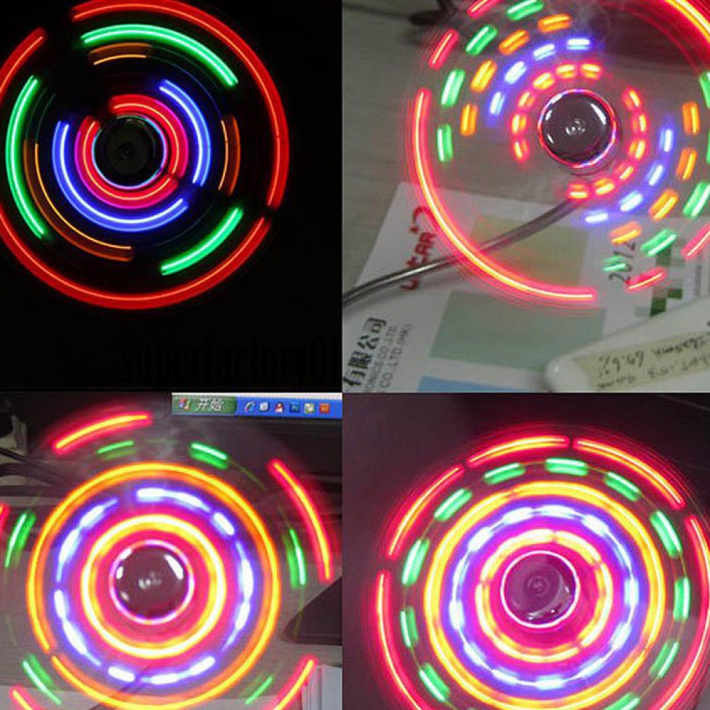 Ventilateur flexible avec connexion USB-A - Ventilateur de refroidissement avec jeu de lumières LED intégrée