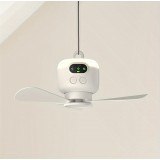 Ventilateur de camping rechargeable USB 8000 mAh avec lumière LED intégrée télécommandé blanc pour tente et extérieur - Blanc