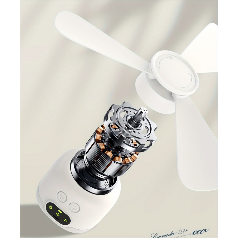 Ventilateur de camping rechargeable USB 8000 mAh avec lumière LED intégrée télécommandé blanc pour tente et extérieur - Blanc