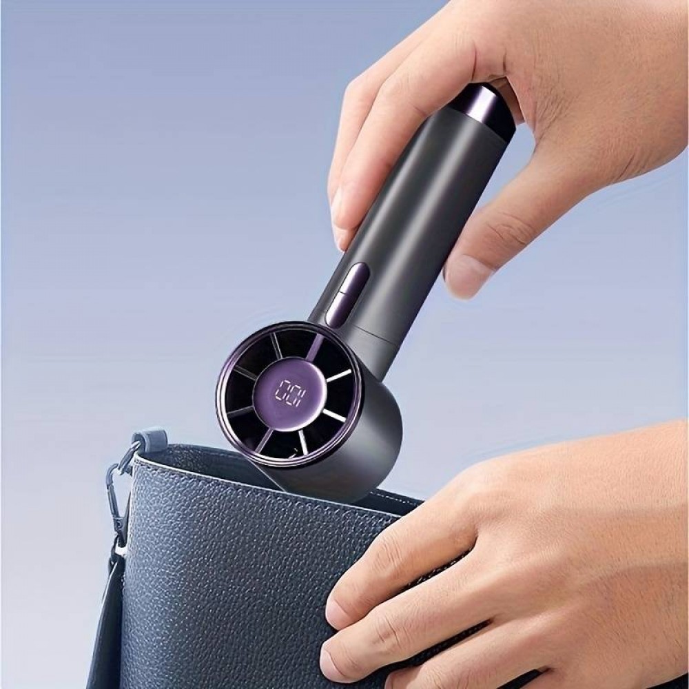 Kompakter leistungsstarker tragbarer Ventilator mit 100 Geschwindigkeitsstufen und LED-Anzeige - Grau