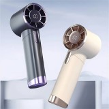 Kompakter leistungsstarker tragbarer Ventilator mit 100 Geschwindigkeitsstufen und LED-Anzeige - Grau