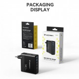 WOZINSKY Multi-Adapter 140W Fast Charger GaN 5 in 1 Powerbooster 3x USB-C + 2x USB-A  - Schwarz