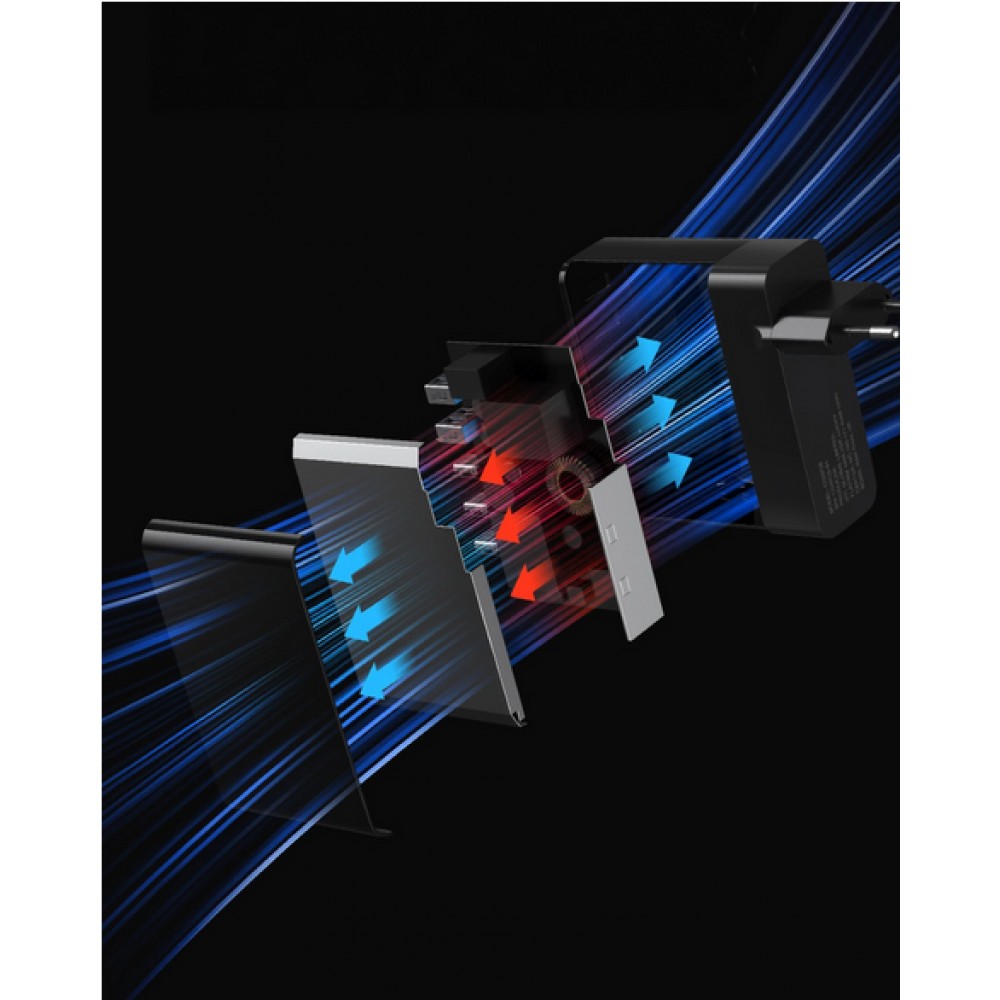 WOZINSKY Multi-Adapter 140W Fast Charger GaN 5 in 1 Powerbooster 3x USB-C + 2x USB-A  - Schwarz