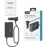 Choetech TC0021 PD30W Zigarettenanzünder Adapter 3 Anschlüsse mit LED 2x USB-C PD 1x USB-A QC - Schwarz