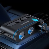 Choetech TC0021 PD30W Zigarettenanzünder Adapter 3 Anschlüsse mit LED 2x USB-C PD 1x USB-A QC - Schwarz