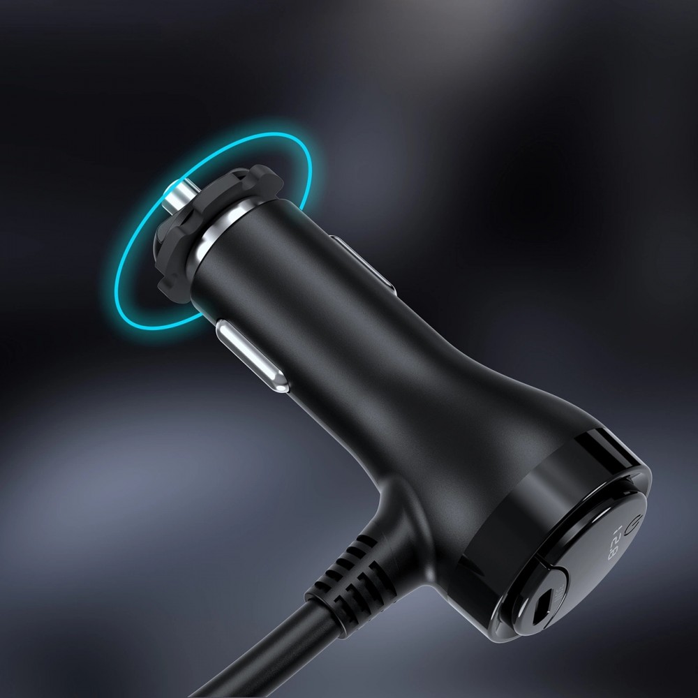 Choetech TC0021 PD30W Zigarettenanzünder Adapter 3 Anschlüsse mit LED 2x USB-C PD 1x USB-A QC - Schwarz