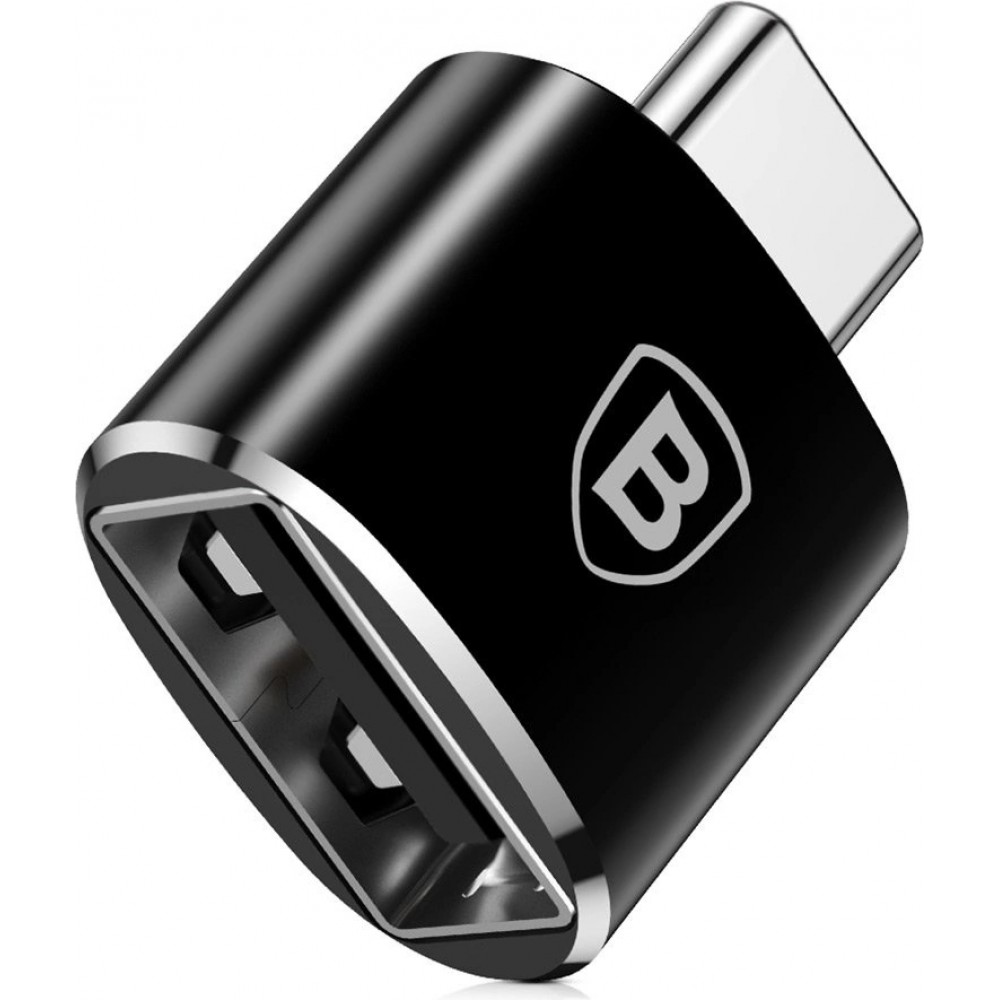 Baseus Mini USB-A zu USB-C OTG Adapter kompakt vielseitig hochwertig - Schwarz