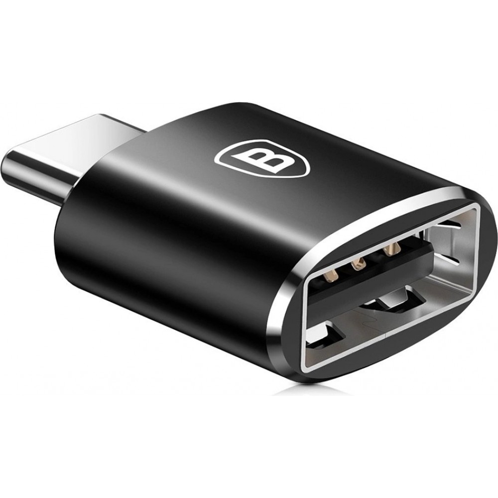 Baseus Mini USB-A zu USB-C OTG Adapter kompakt vielseitig hochwertig - Schwarz