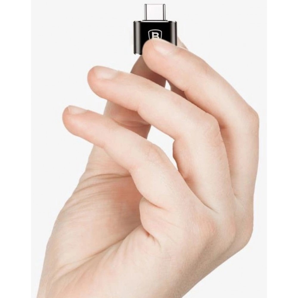 Baseus Mini USB-A zu USB-C OTG Adapter kompakt vielseitig hochwertig - Schwarz