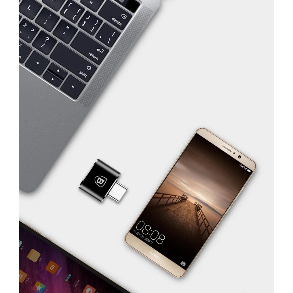 Baseus Mini USB-A zu USB-C OTG Adapter kompakt vielseitig hochwertig - Schwarz