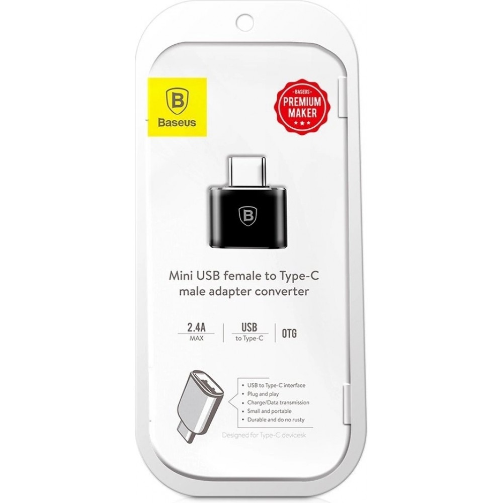 Baseus Mini USB-A zu USB-C OTG Adapter kompakt vielseitig hochwertig - Schwarz