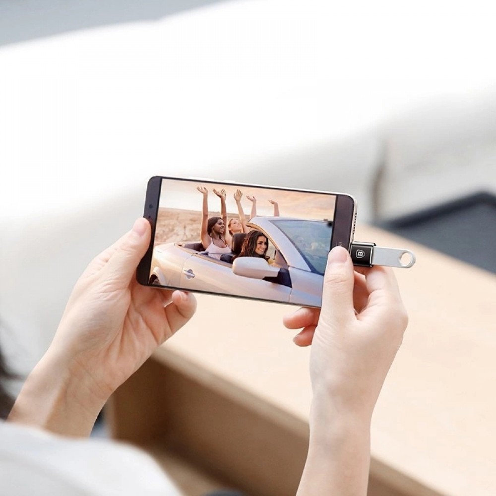 Baseus Mini USB-A zu USB-C OTG Adapter kompakt vielseitig hochwertig - Schwarz