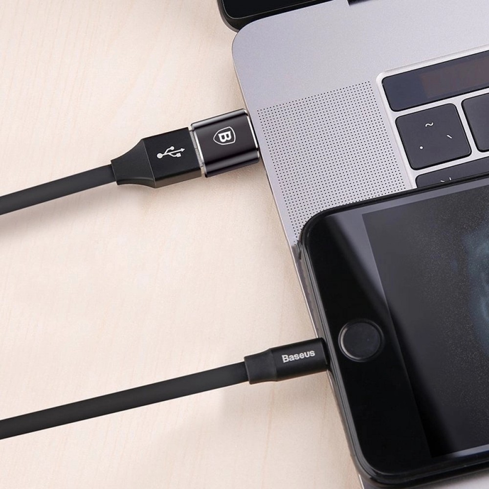 Baseus Mini USB-A zu USB-C OTG Adapter kompakt vielseitig hochwertig - Schwarz
