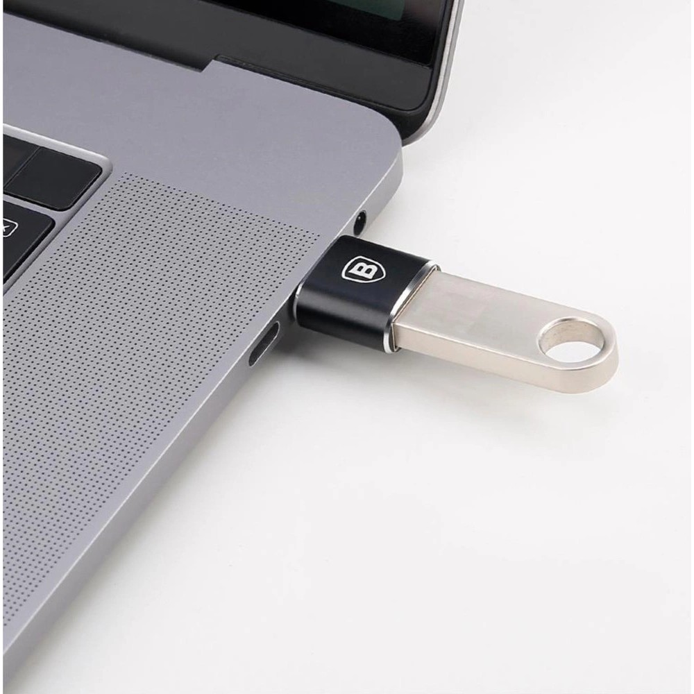 Baseus Mini USB-A zu USB-C OTG Adapter kompakt vielseitig hochwertig - Schwarz