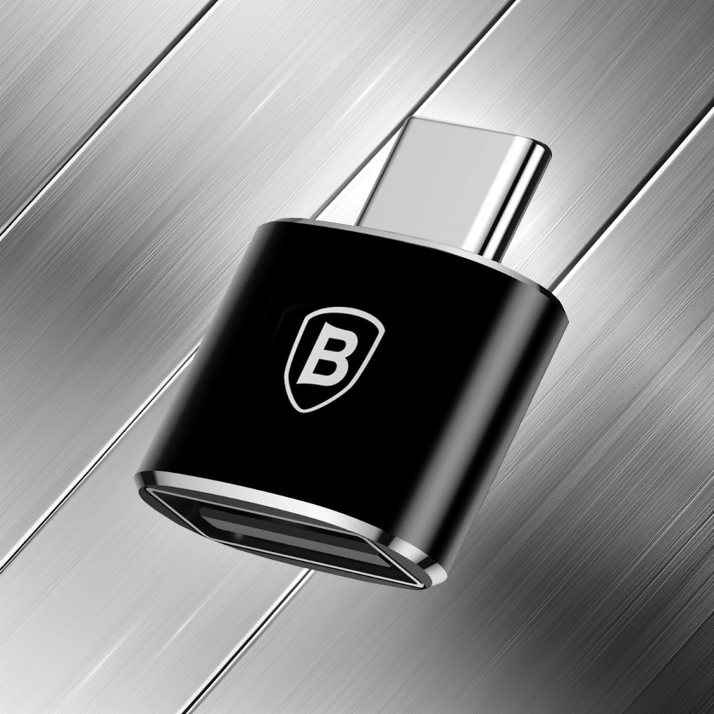 Baseus Mini USB-A zu USB-C OTG Adapter kompakt vielseitig hochwertig - Schwarz