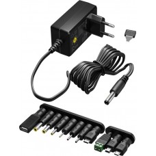 Goobay Universal-Netzteil 3V&ndash;12V max. 3,6W Regelbares Netzteil mit 12 Adaptern - Schwarz