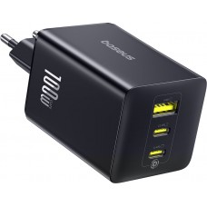 Baseus EnerFill FE11 3-in-1-Schnellladegerät für die Wandmontage 2x USB-C / USB-A 100W - Schwarz