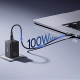 Baseus EnerFill FE11 3-in-1-Schnellladegerät für die Wandmontage 2x USB-C / USB-A 100W - Schwarz