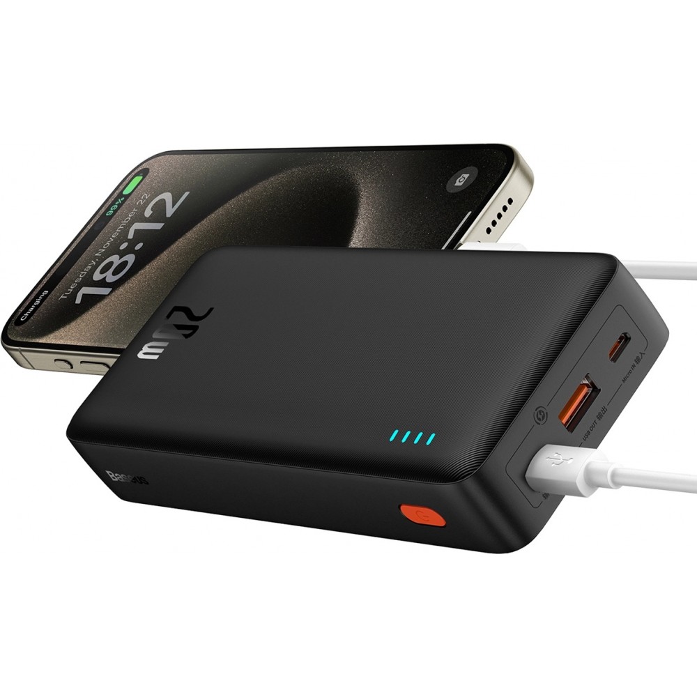 Powerbank externe Batterie Baseus Airpow 20000mAh Schnellladung 20W PD USB-A / USB-C - Schwarz