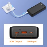 Powerbank externe Batterie Baseus Airpow 20000mAh Schnellladung 20W PD USB-A / USB-C - Schwarz