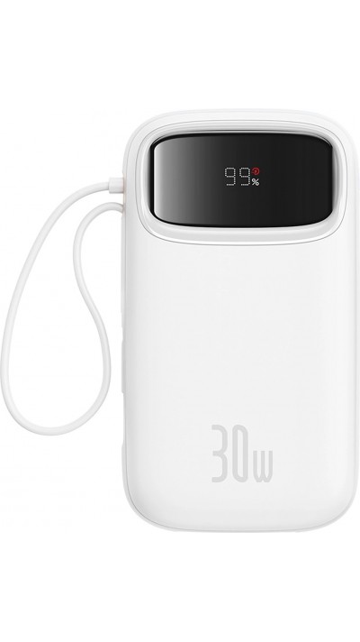 Baseus QPow 2 20000mAh 30W Powerbank mit 2 integrierten USB-C Kabeln - Weiss