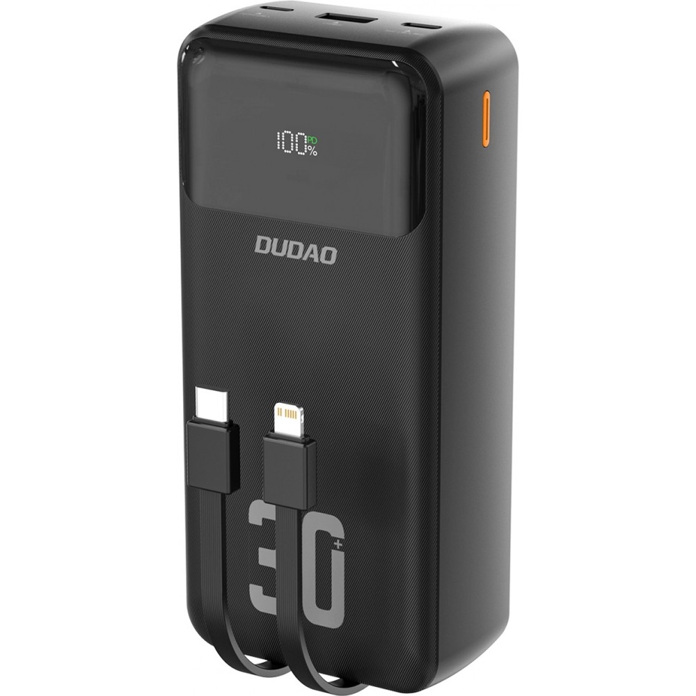 Dudao K15MAX 30000mAh PD 22.5W Powerbank mit integrierten Kabeln - Schwarz