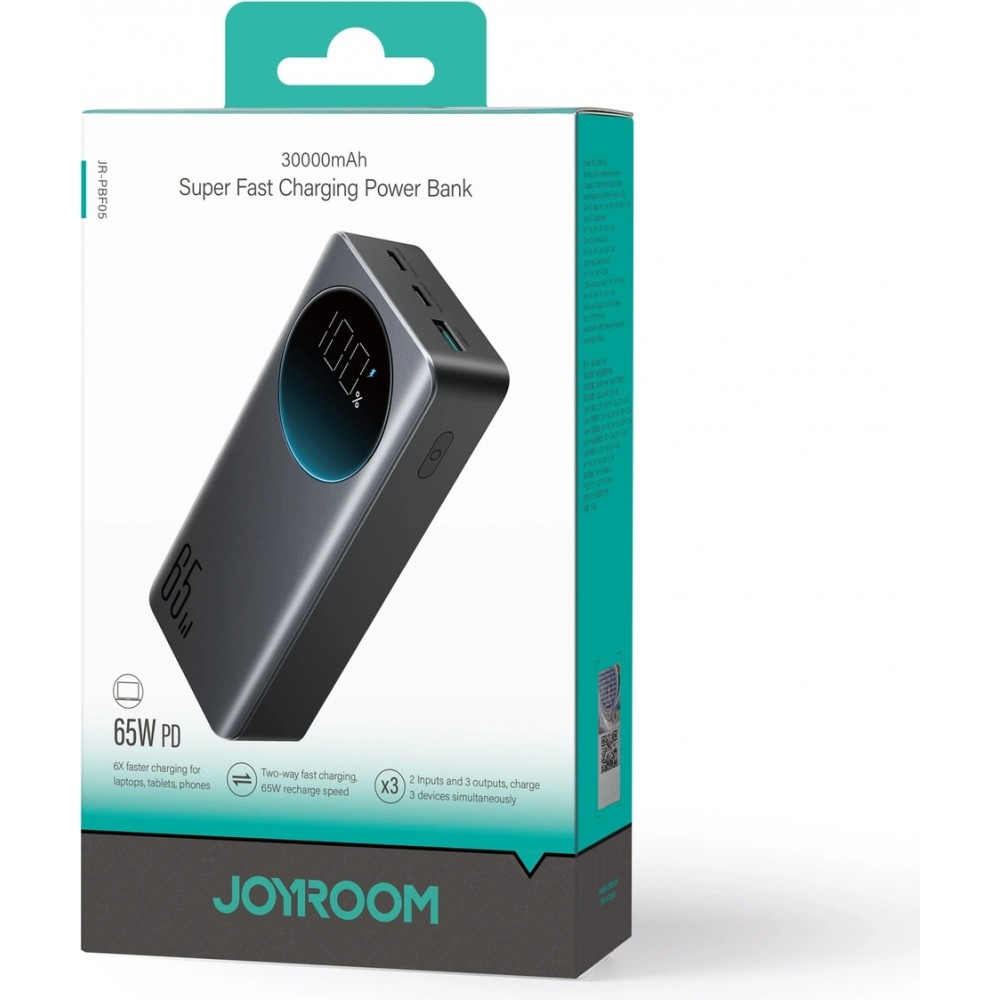 Batterie externe Joyroom JR-PBF05 30000mAh 65W avec écran numérique - Noir
