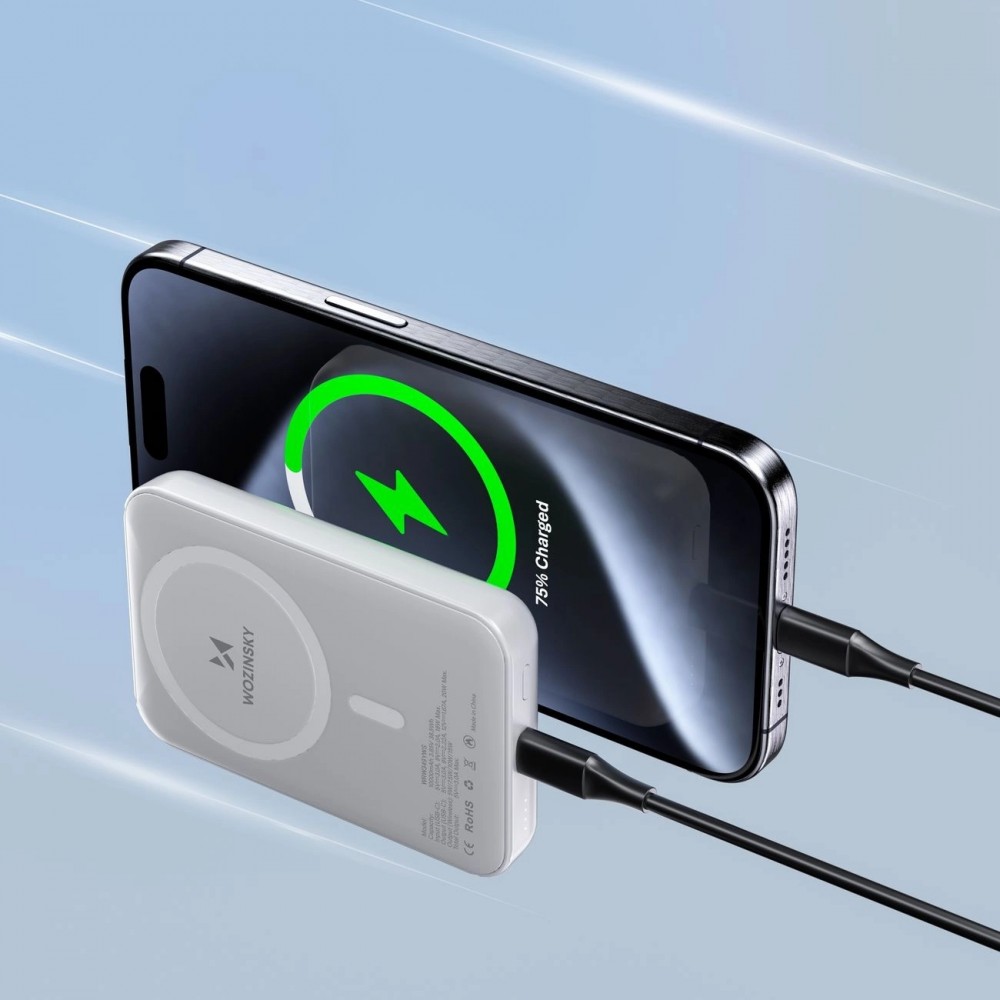 MagSafe Externe Batterie 10000 mAh PD 20W Tragbare Power Bank Wozinsky - Weiß