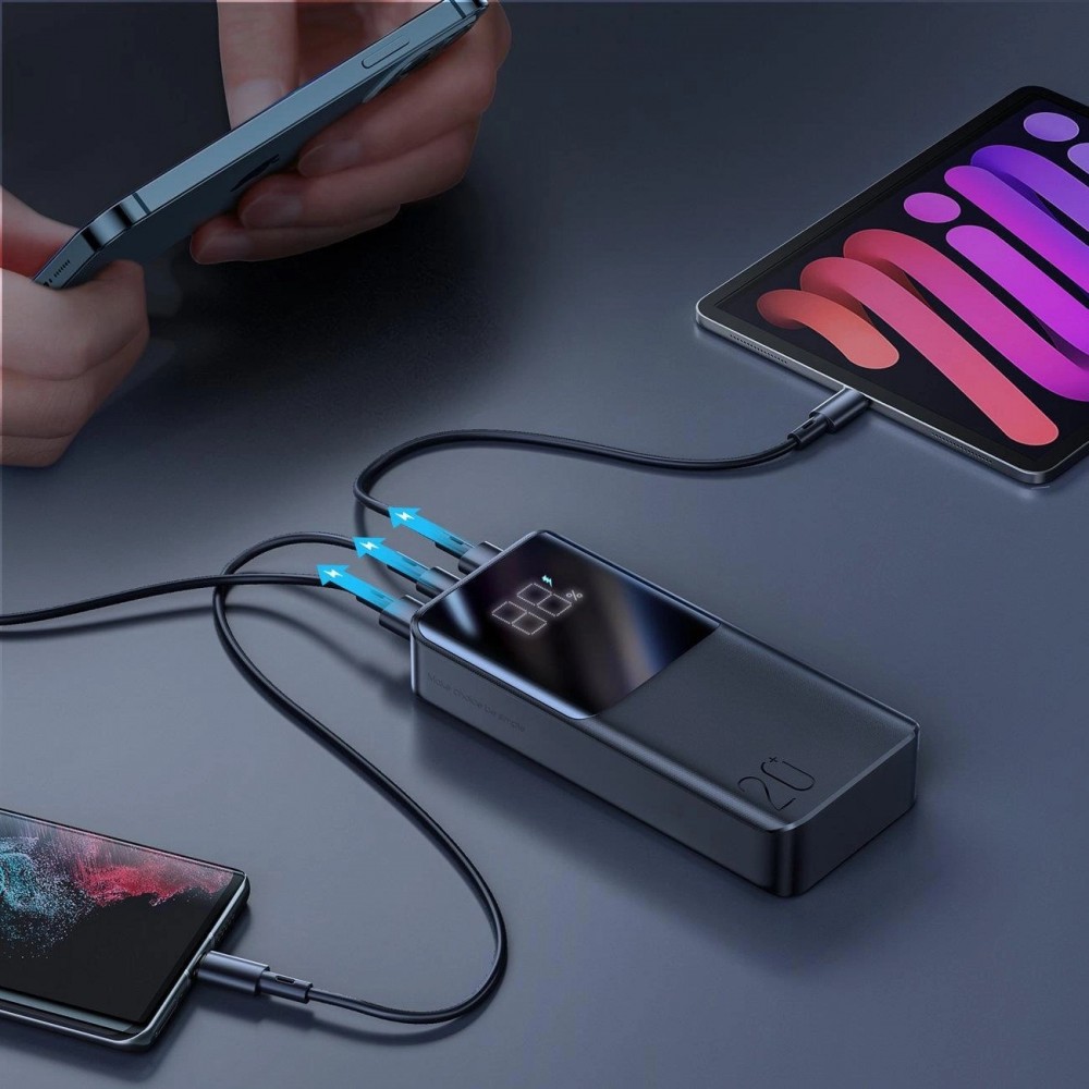 Powerbank Joyroom 20000mAh 22.5W PD QC3.0 AFC Schnellladegerät Externe Batterie Tragbar - Schwarz