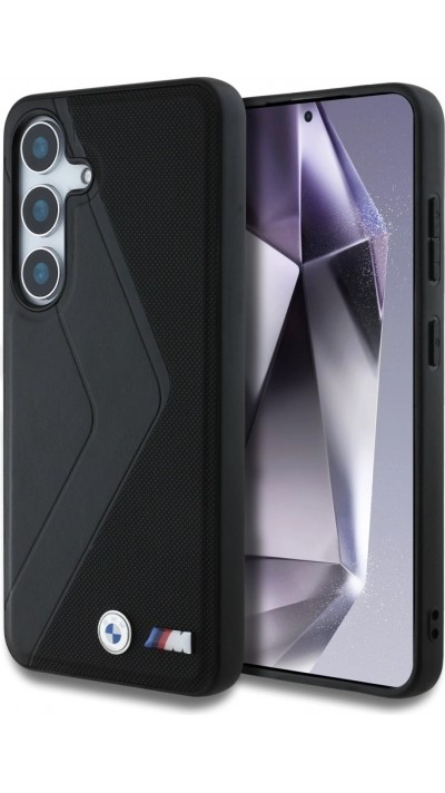 Galaxy S25 Case Hülle - BMW Oversized Lederhülle mit MagSafe-kompatiblen Streifen - Schwarz