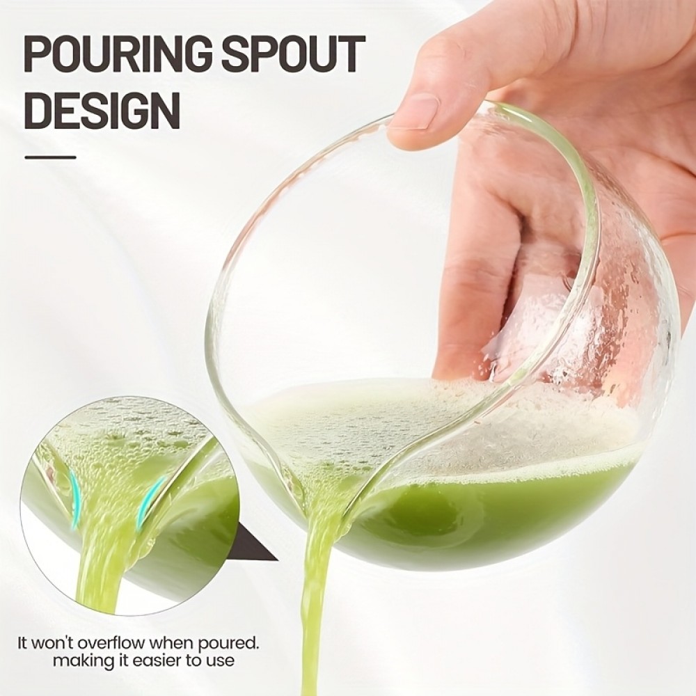 Texturiertes, robustes Glas-Matcha-Bowl mit Ausgießer - Ideal für die japanische Teezeremonie - Transparent