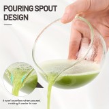 Texturiertes, robustes Glas-Matcha-Bowl mit Ausgießer - Ideal für die japanische Teezeremonie - Transparent