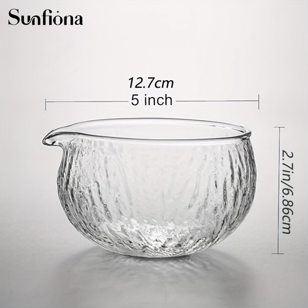 Texturiertes, robustes Glas-Matcha-Bowl mit Ausgießer - Ideal für die japanische Teezeremonie - Transparent