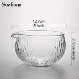 Texturiertes, robustes Glas-Matcha-Bowl mit Ausgießer - Ideal für die japanische Teezeremonie - Transparent