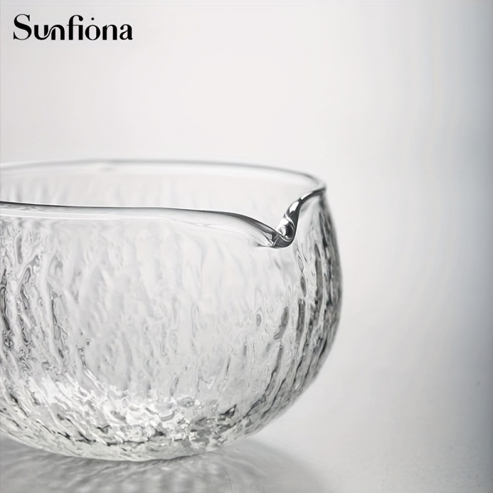 Texturiertes, robustes Glas-Matcha-Bowl mit Ausgießer - Ideal für die japanische Teezeremonie - Transparent