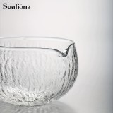 Texturiertes, robustes Glas-Matcha-Bowl mit Ausgießer - Ideal für die japanische Teezeremonie - Transparent