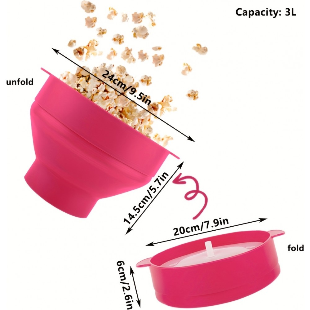 Mikrowellen Popcornschüssel aus faltbarem Silikon mit Deckel - Rot