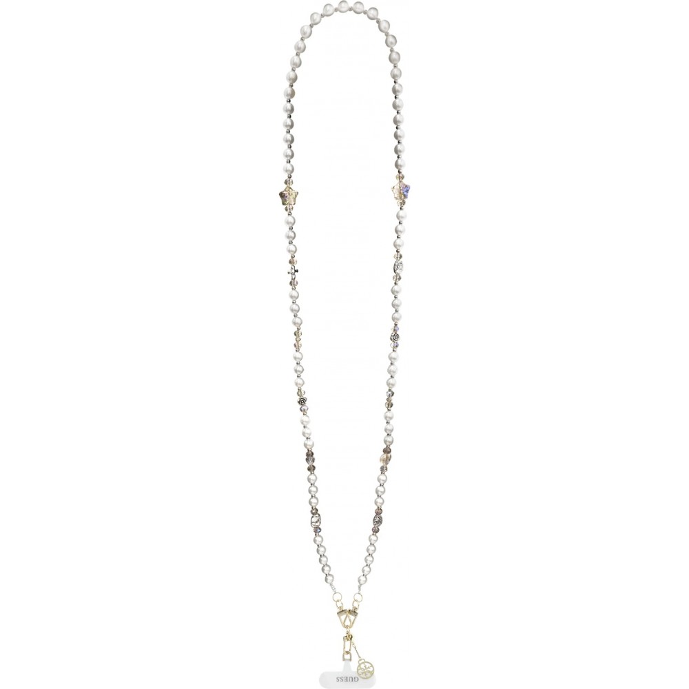 Guess Universeller Smartphone-Kettenarmband mit Perlen - Weiß