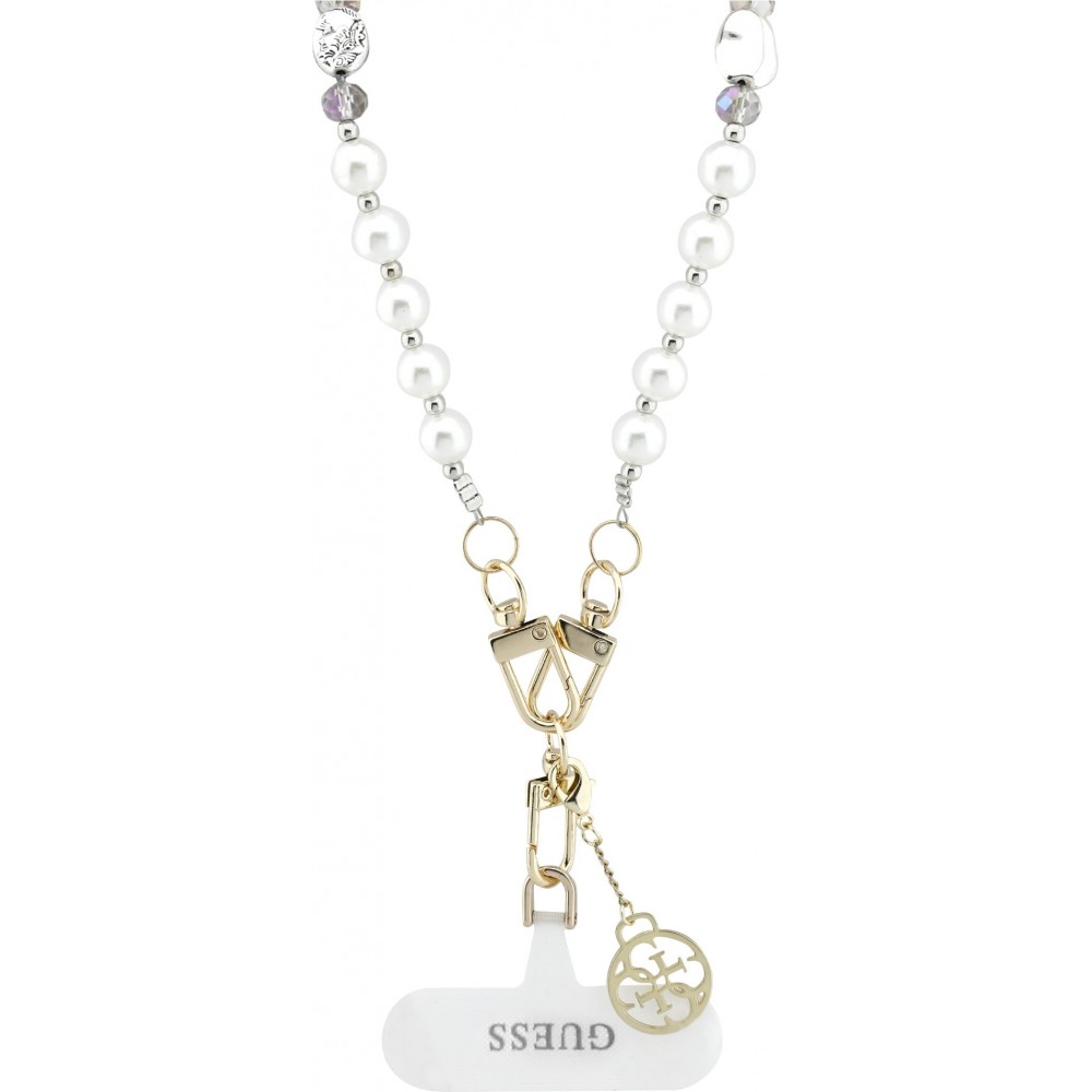 Guess Universeller Smartphone-Kettenarmband mit Perlen - Weiß