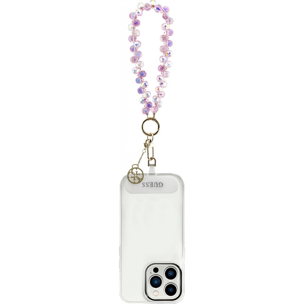 Bracelet cha&icirc;ne Guess universel pour smartphone avec perles en forme de goutte - Rose
