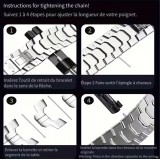 Luxus Edelstahl Gliederarmband mit orangefarbener Band - Schwarz - Apple Watch 44/45/46 mm