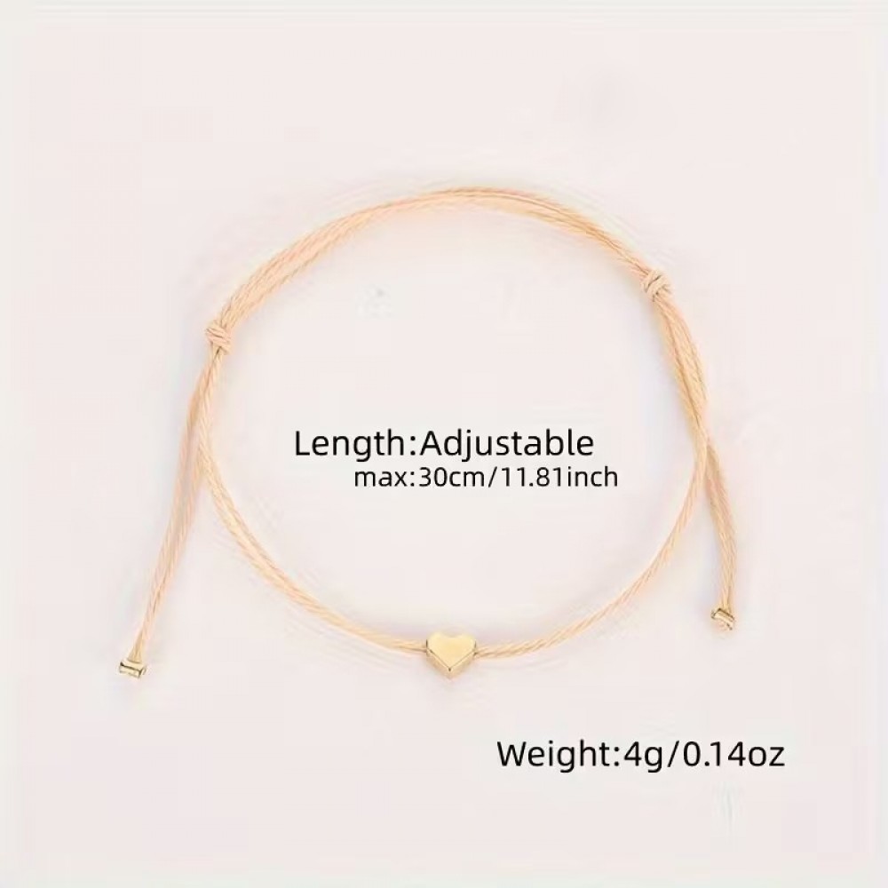Chic Mini Herz Armband aus Stoff mit verstellbaren Perlen für Feste und besondere Anlässe - Gold