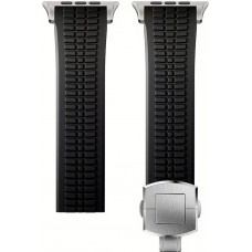 Premium Sport-Luxusarmband aus hochwertigem Gummi für Apple Watch 49/46/45/44 mm komfortabel, wasserdicht und strapazierfähig - Schwarz - Apple Watch 44/45/46/49 mm