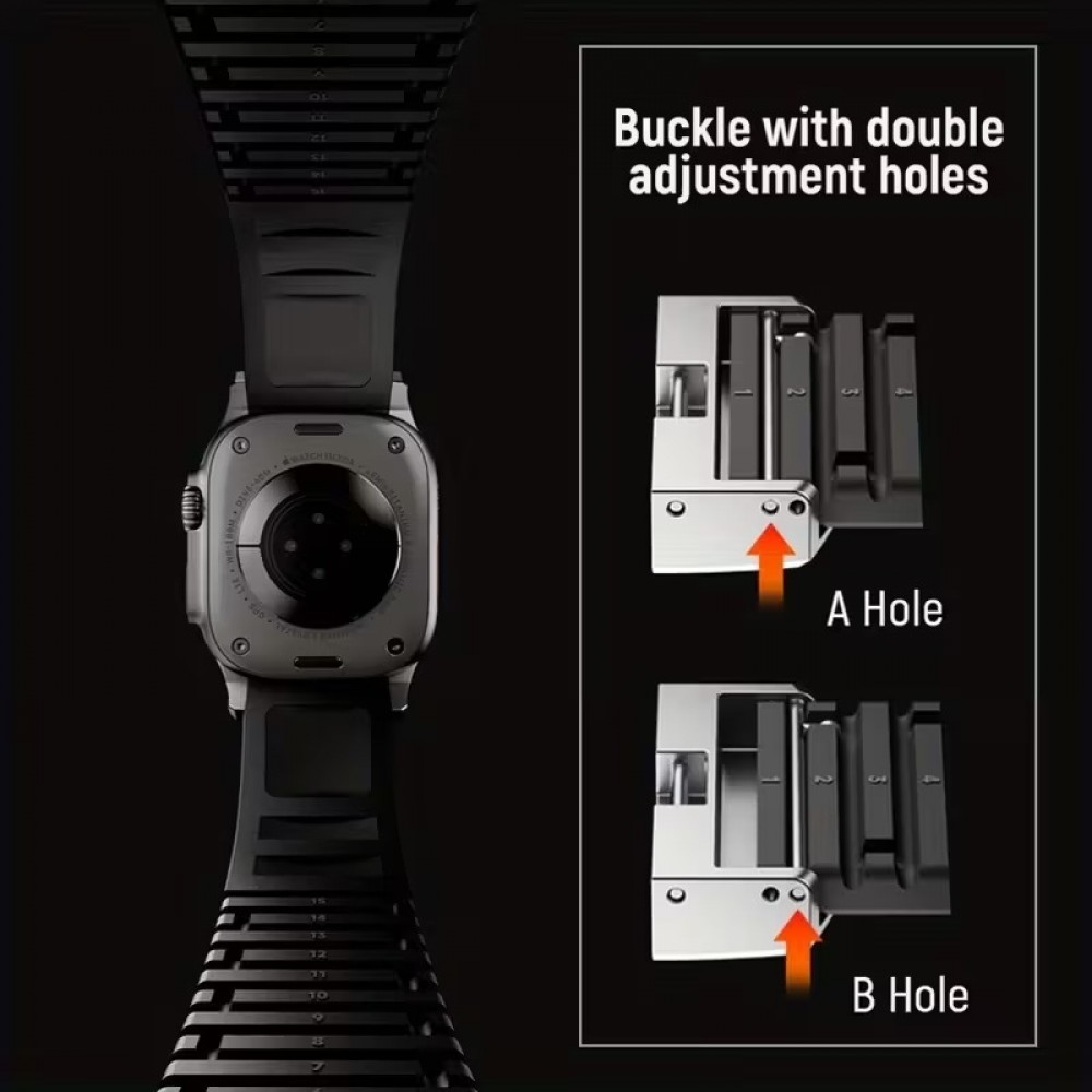 Premium Sport-Luxusarmband aus hochwertigem Gummi für Apple Watch 49/46/45/44 mm komfortabel, wasserdicht und strapazierfähig - Rot - Apple Watch 44/45/46/49 mm