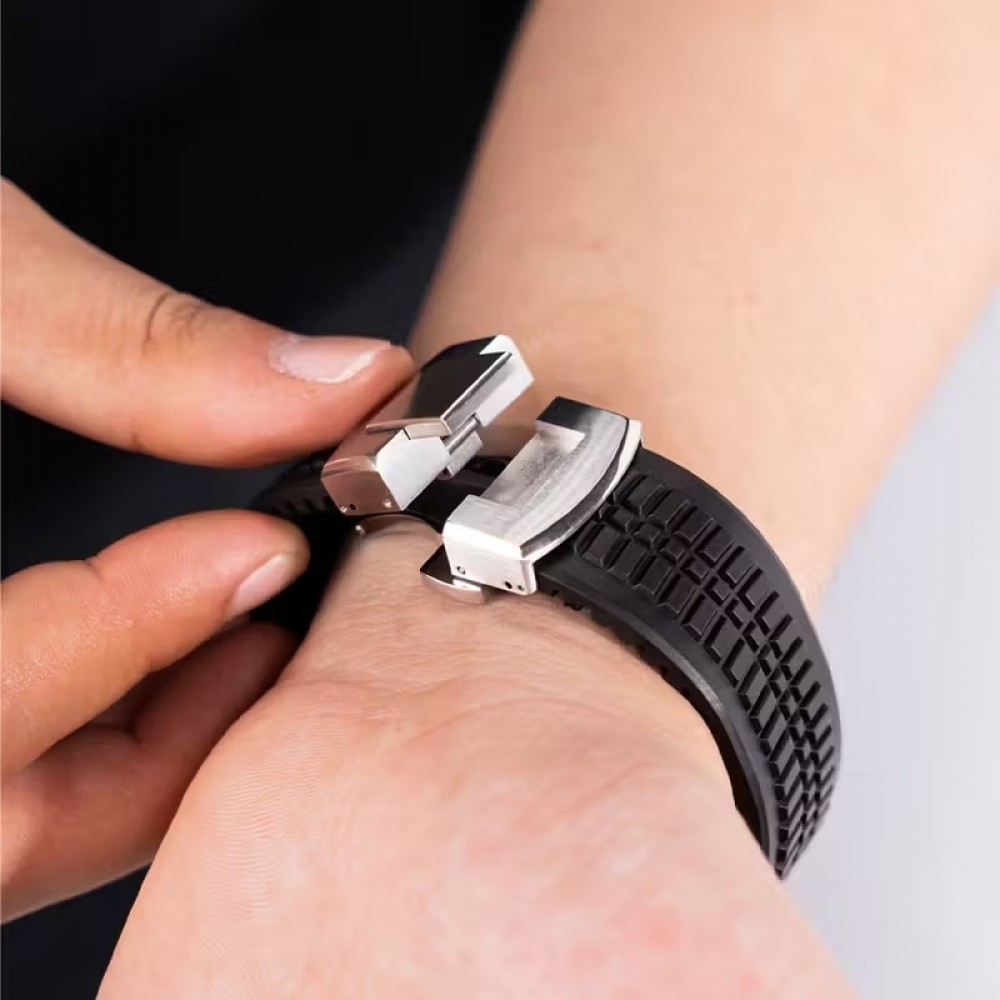 Premium Sport-Luxusarmband aus hochwertigem Gummi für Apple Watch 49/46/45/44 mm komfortabel, wasserdicht und strapazierfähig - Rot - Apple Watch 44/45/46/49 mm
