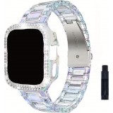 Transparentes glitzerndes Armband mit Strass-Steinen - Weiss - Apple Watch 10 (42 mm)